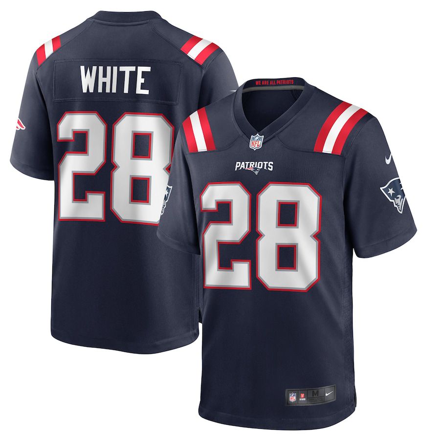 Men New England Patriots 28 James White Nike Navy Game Player NFL Jersey